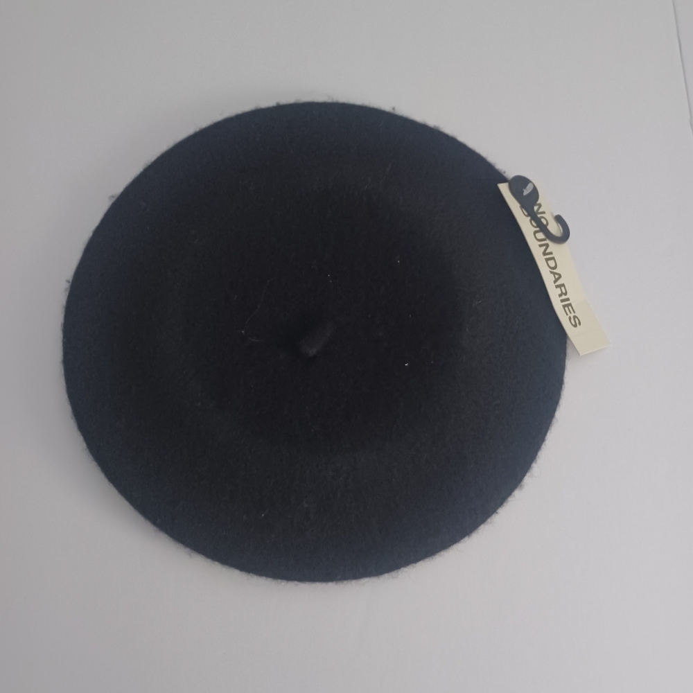 Nobo Blk Wool Beret Hat 1SFM